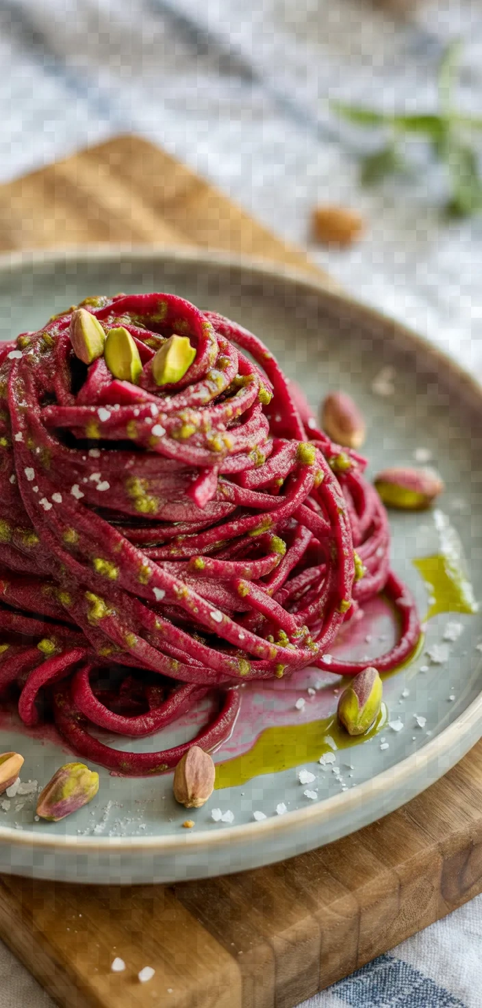 Roasted Beet Pasta With Pistachio Pesto Recipe