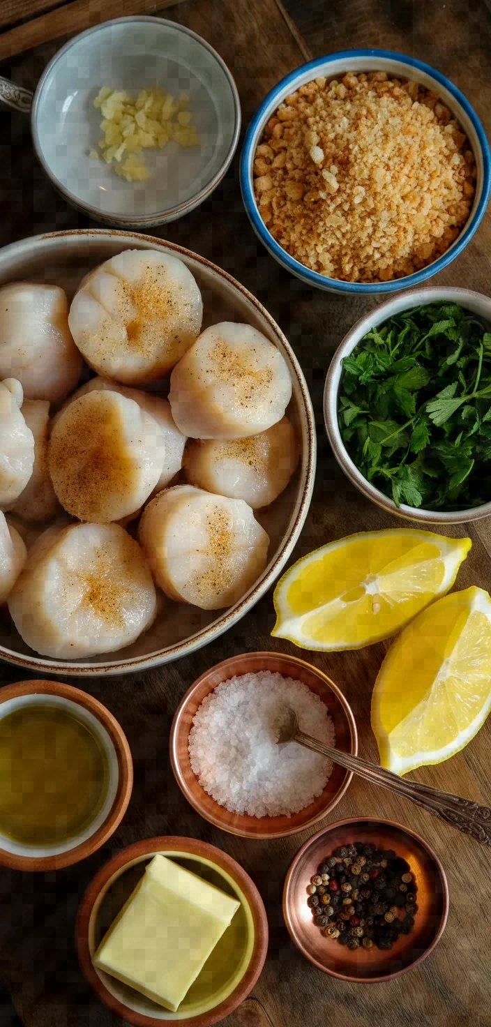 Ingredients photo for Scallops With Garlicky Breadcrumbs Recipe