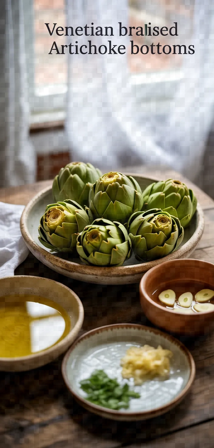 Ingredients photo for Venetian Braised Artichoke Bottoms Recipe