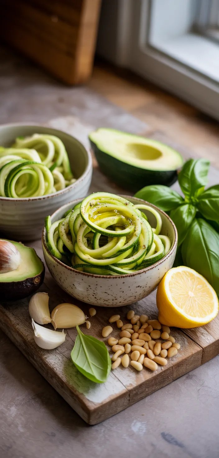 Ingredients photo for Avocado Pesto Zucchini Noodles Recipe