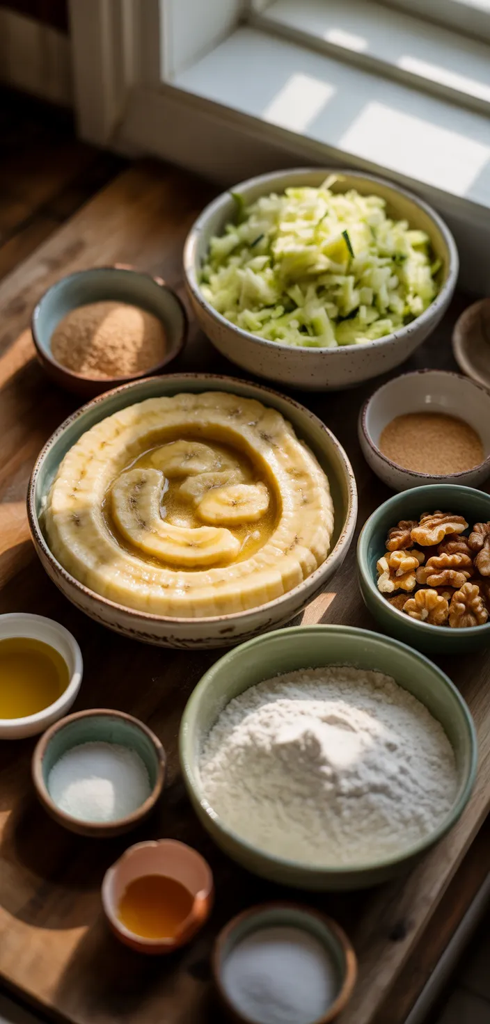 Ingredients photo for Banana Zucchini Muffins Recipe