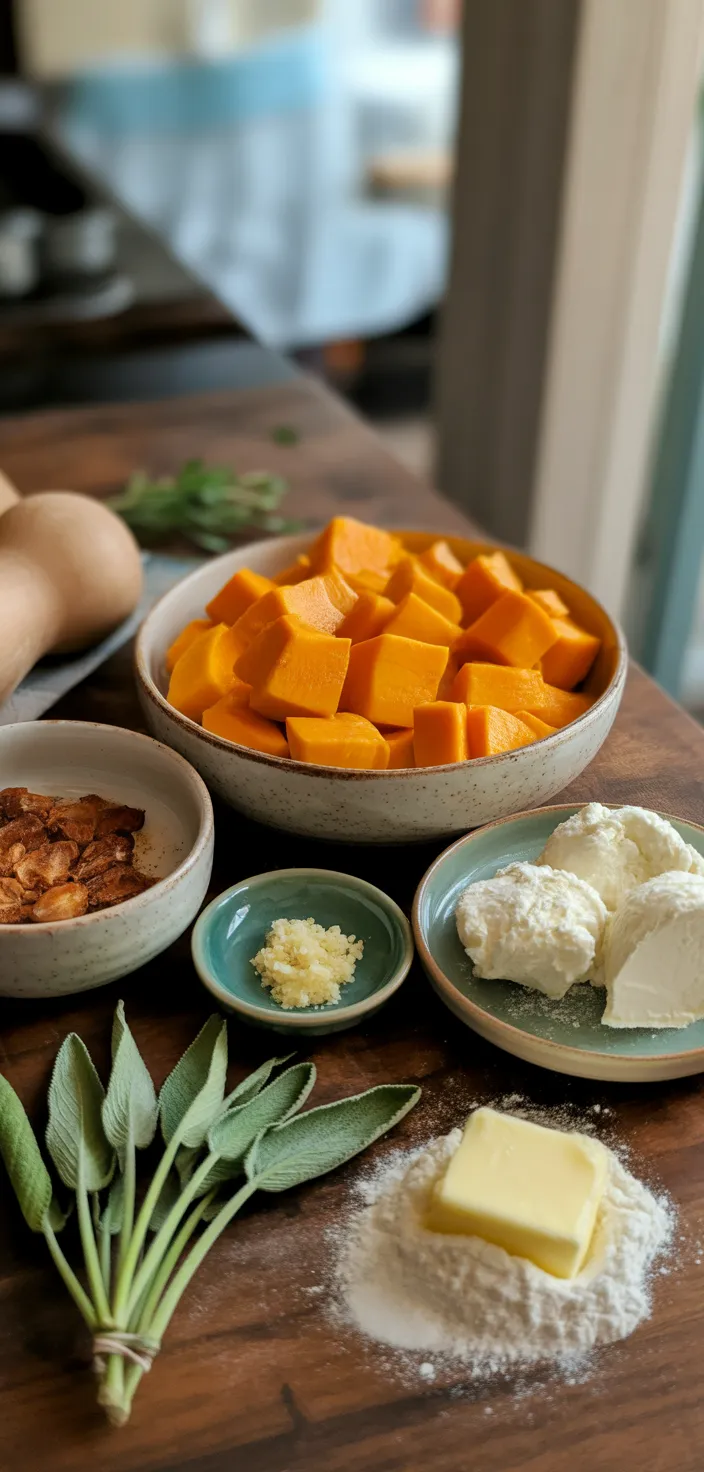 Ingredients photo for Butternut Squash Ravioli With Brown Butter Sauce Recipe