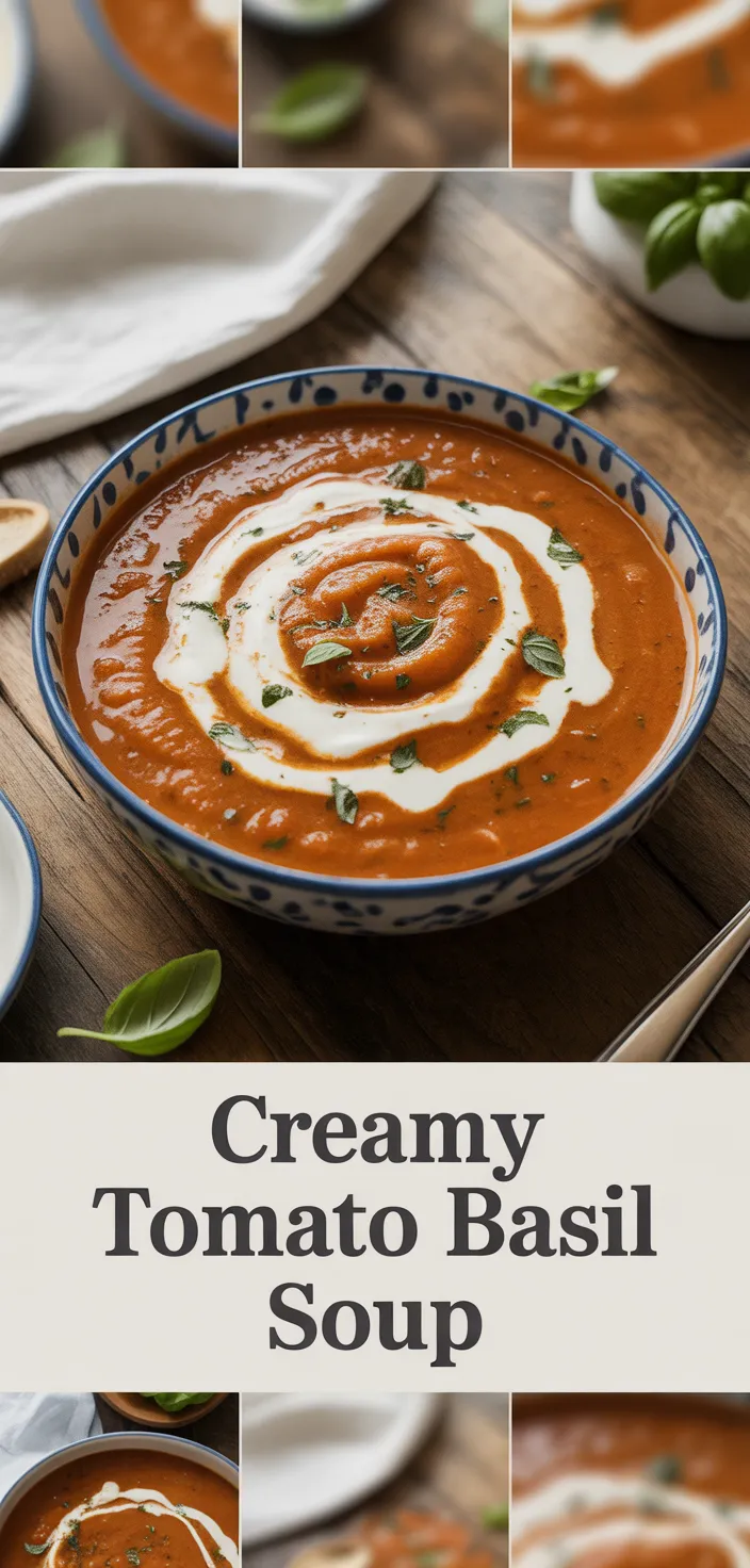 A photo of Best Creamy Tomato Basil Soup (Panera Copycat) Recipe