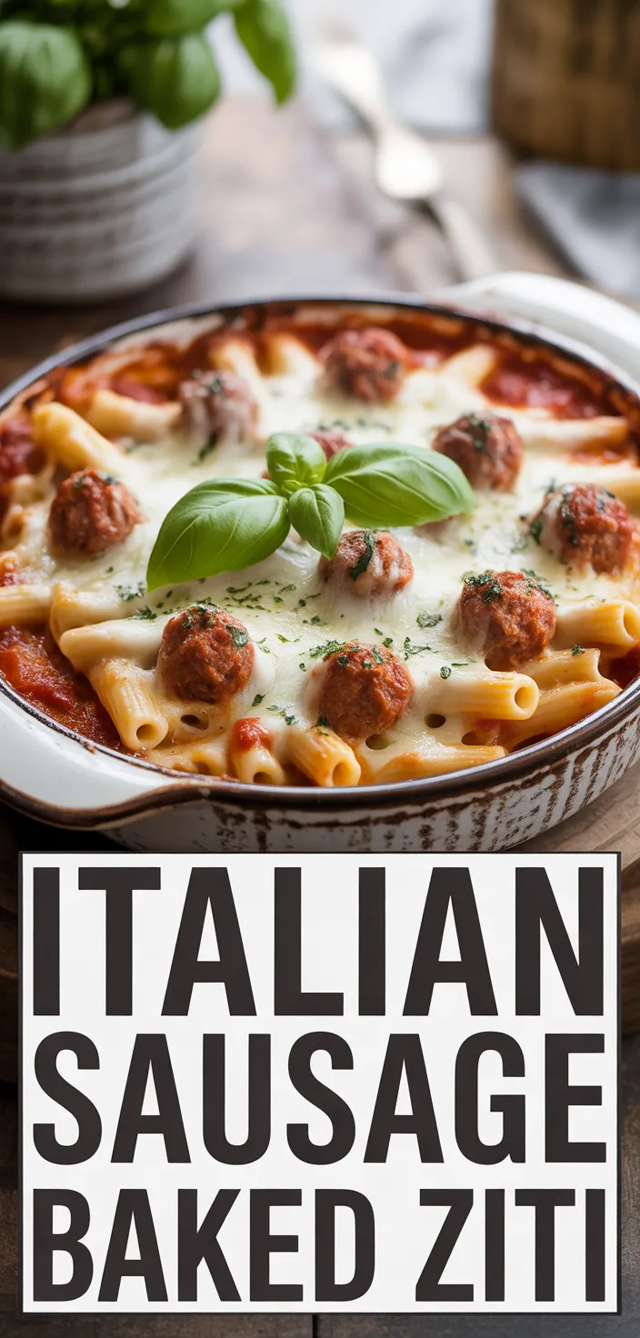 A photo of Italian Sausage Baked Ziti Recipe