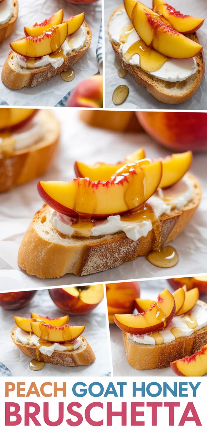 A photo of Peach Bruschetta With Goat Cheese And Honey Recipe