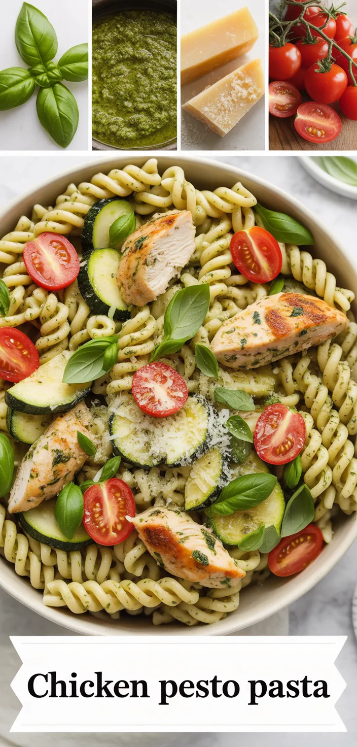Pesto Pasta With Chicken, Parmesan, Zucchini, Tomatoes Recipe