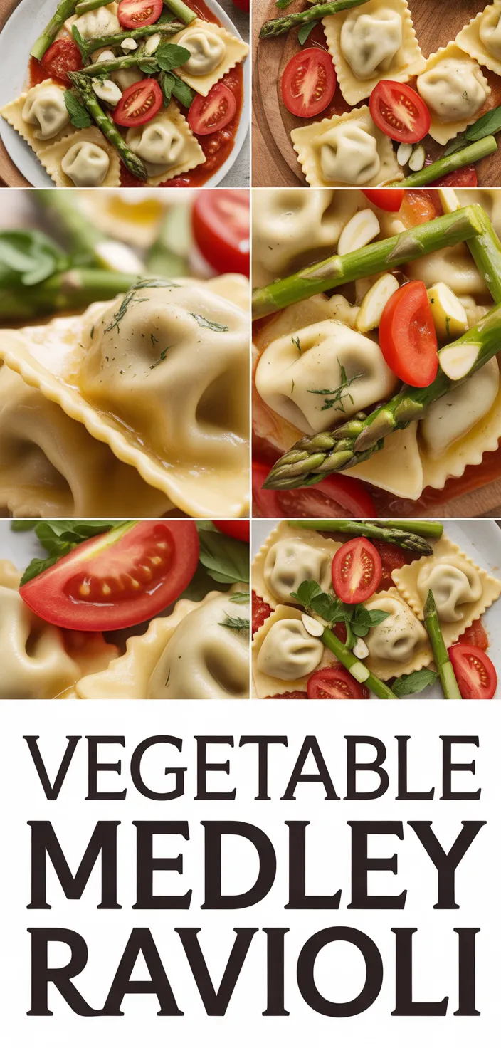 A photo of Ravioli With Tomatoes, Asparagus, Garlic, And Herbs Recipe