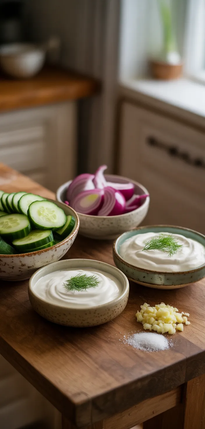 Ingredients photo for Creamy Cucumber Salad Recipe