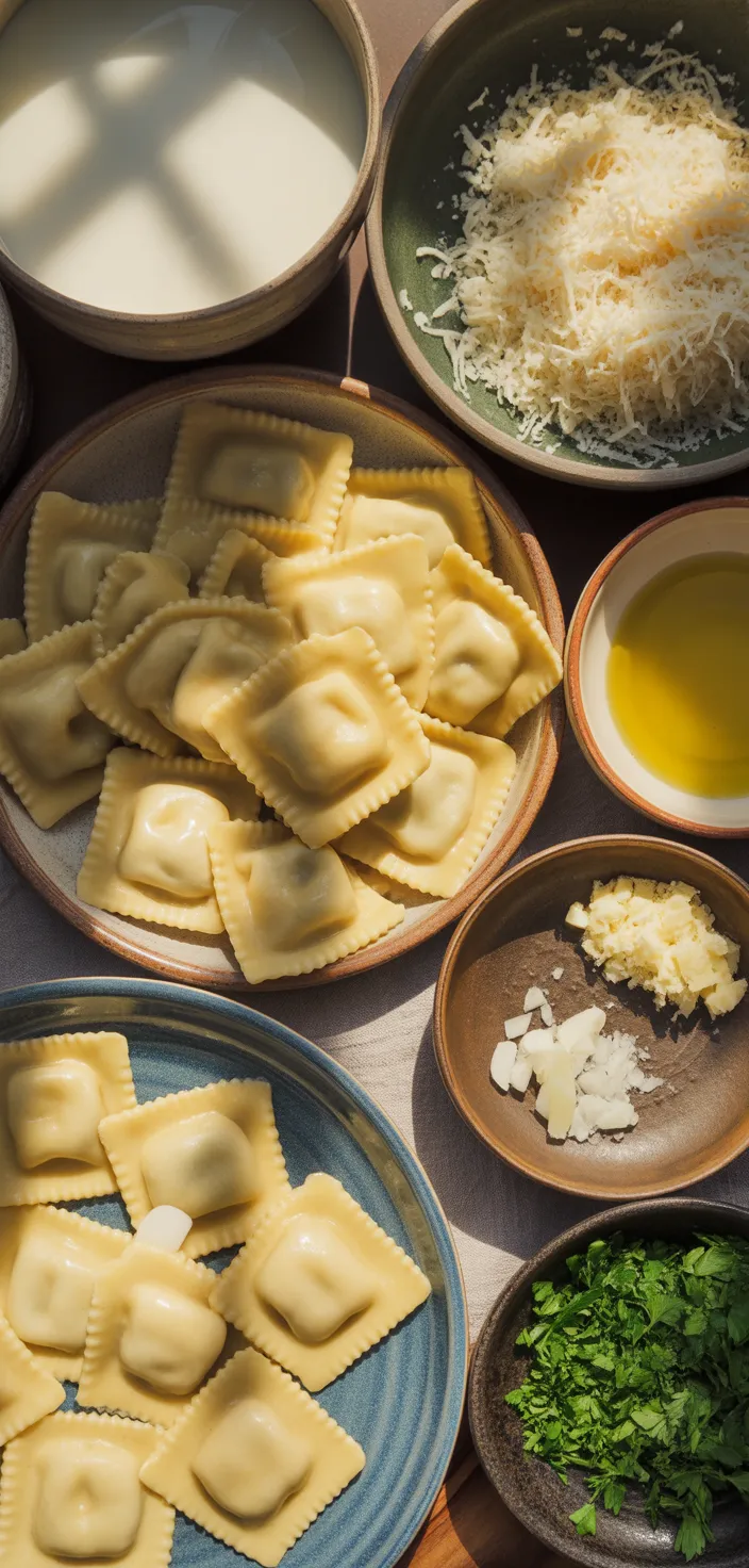 Ingredients photo for Creamy White Wine Ravioli Recipe