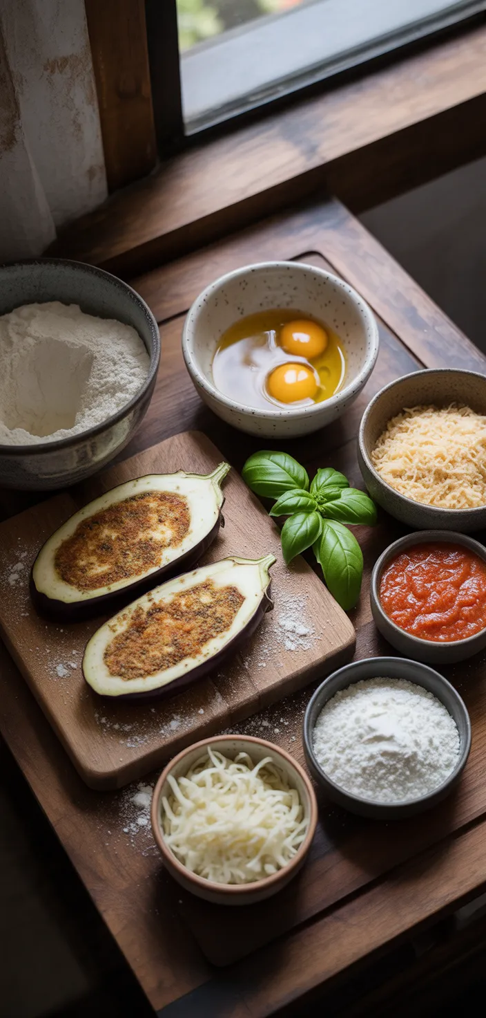 Ingredients photo for Crispy Baked Eggplant Parmesan Recipe