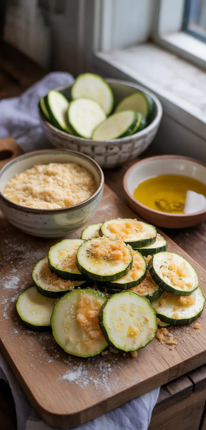 Ingredients photo for Crispy Baked Zucchini Chips Recipe