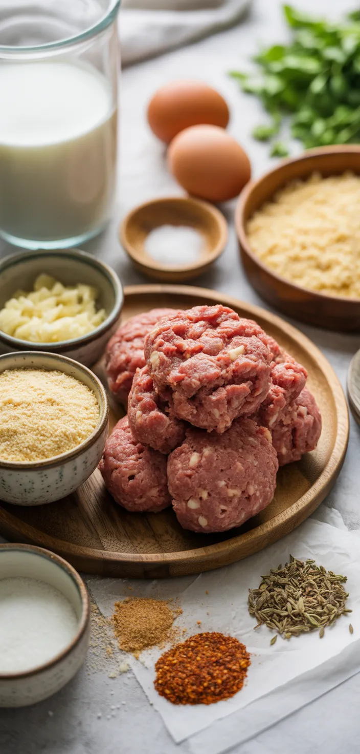 Ingredients photo for Easy Baked Italian Meatballs Recipe