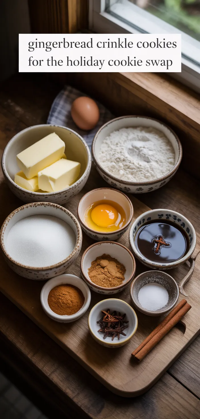 Ingredients photo for Gingerbread Crinkle Cookies For The Holiday Cookie Swap Recipe