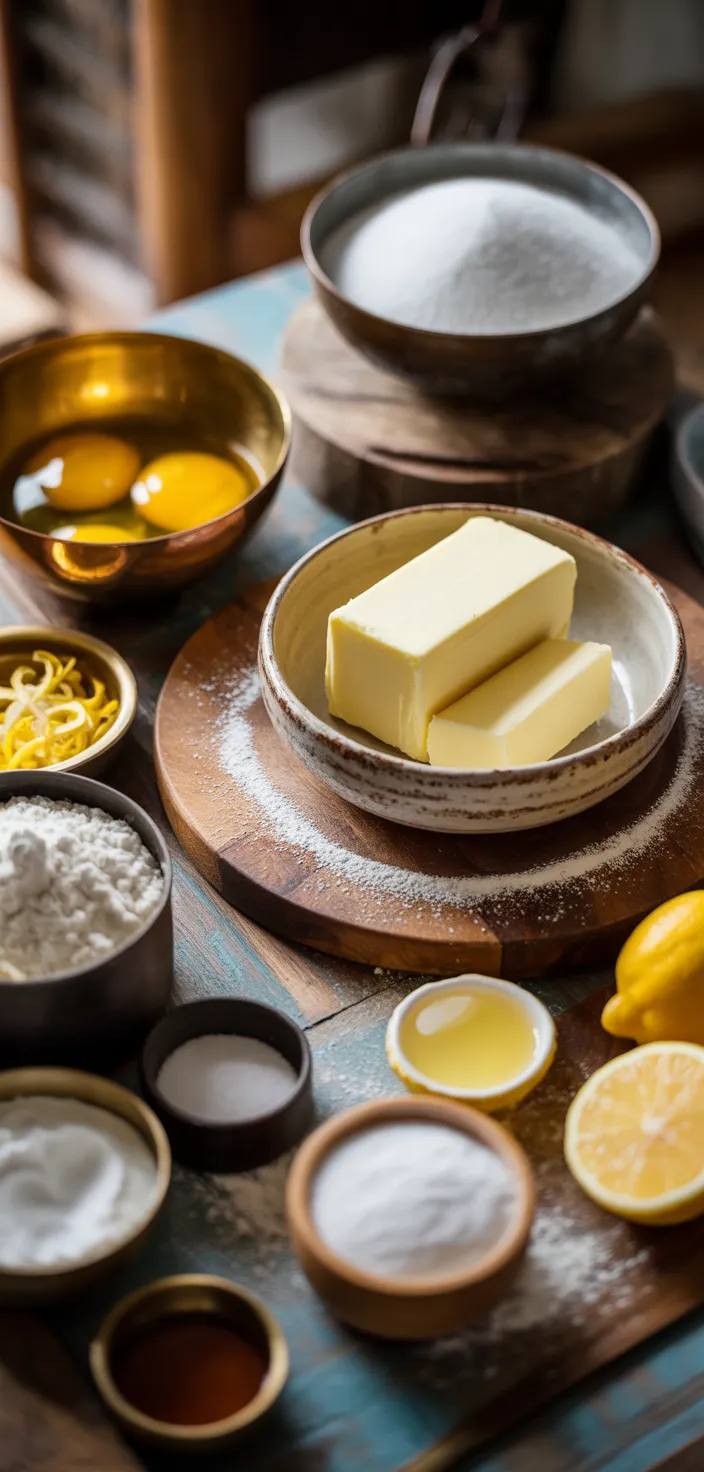 Ingredients photo for Glazed Lemon Pound Cake Loaf Recipe