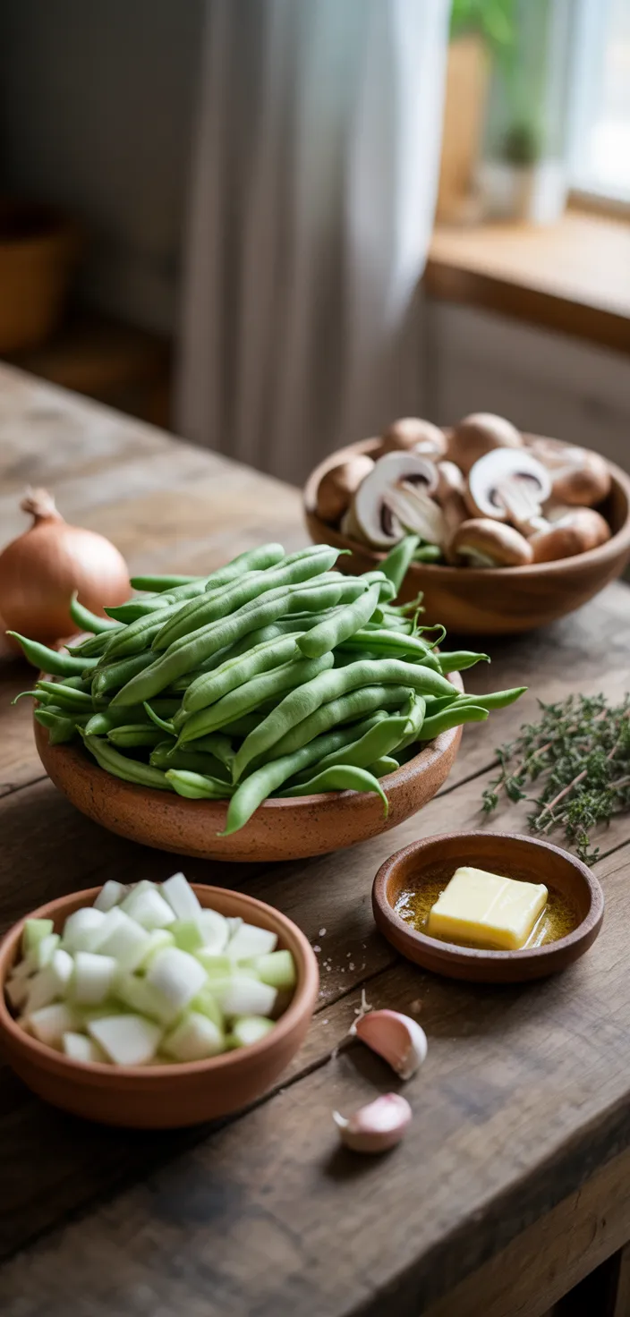 Ingredients photo for Green Beans With Mushrooms Recipe