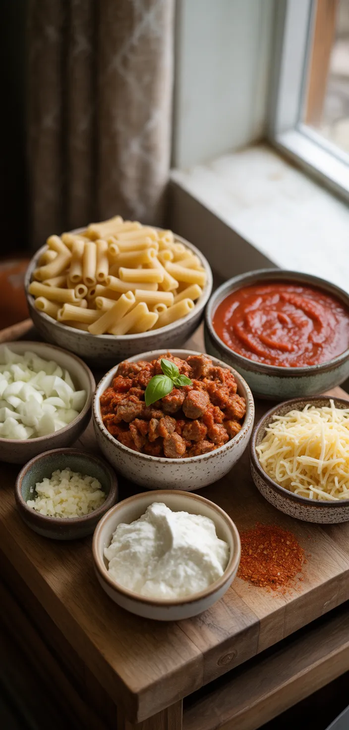 Ingredients photo for Italian Sausage Baked Ziti Recipe