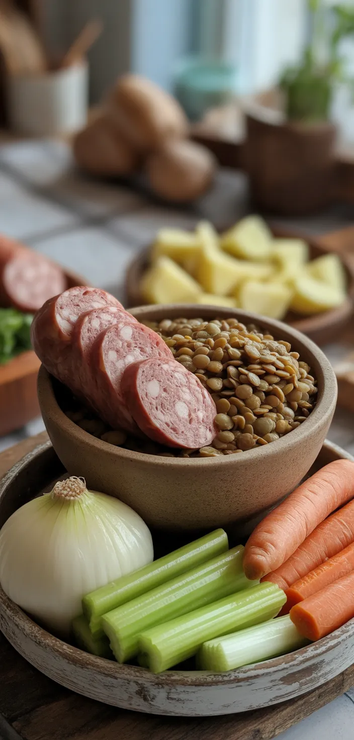 Ingredients photo for Italian Sausage Lentil Soup Recipe