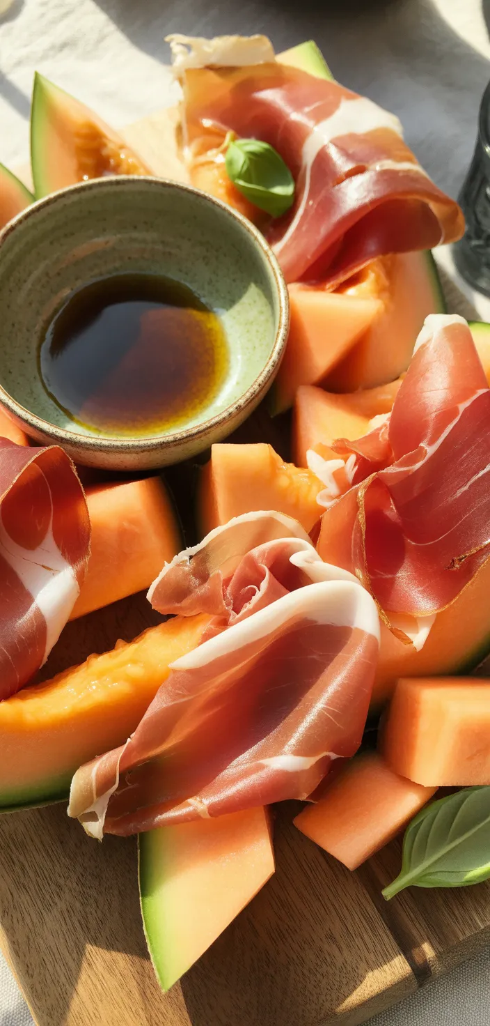 Ingredients photo for Prosciutto & Melon Salad With Balsamic Vinaigrette Recipe