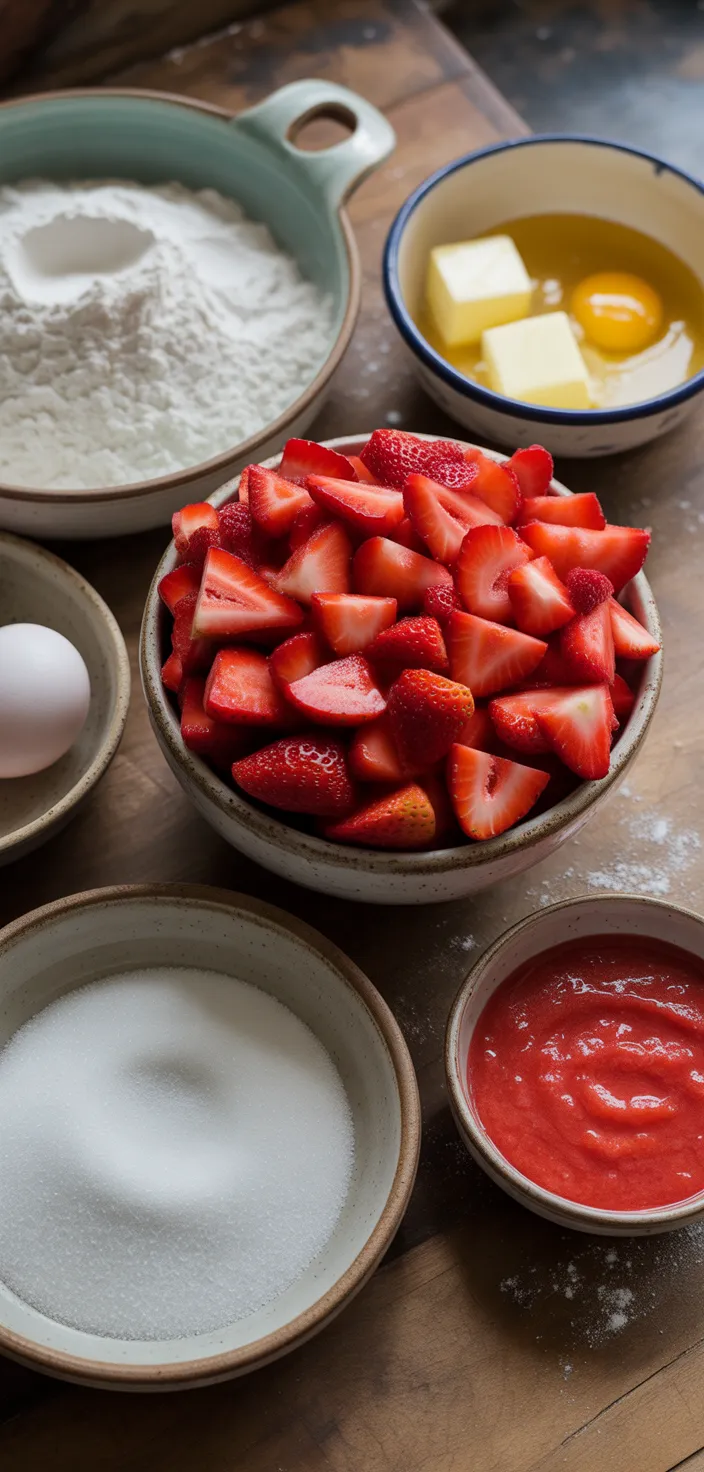 Ingredients photo for Strawberry Bread Loaf With Strawberry Glaze Recipe