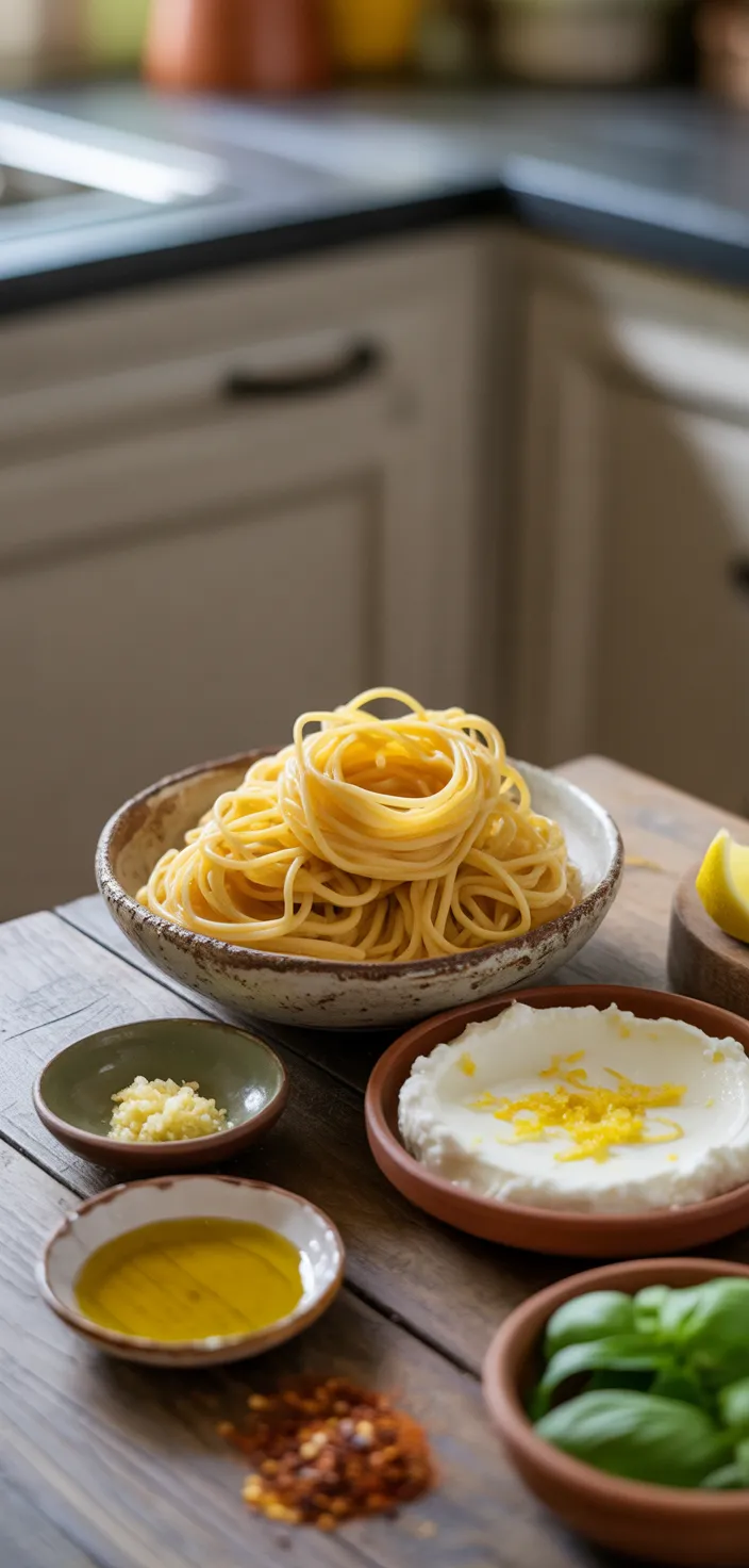 Ingredients photo for The Best Lemon Ricotta Pasta Recipe