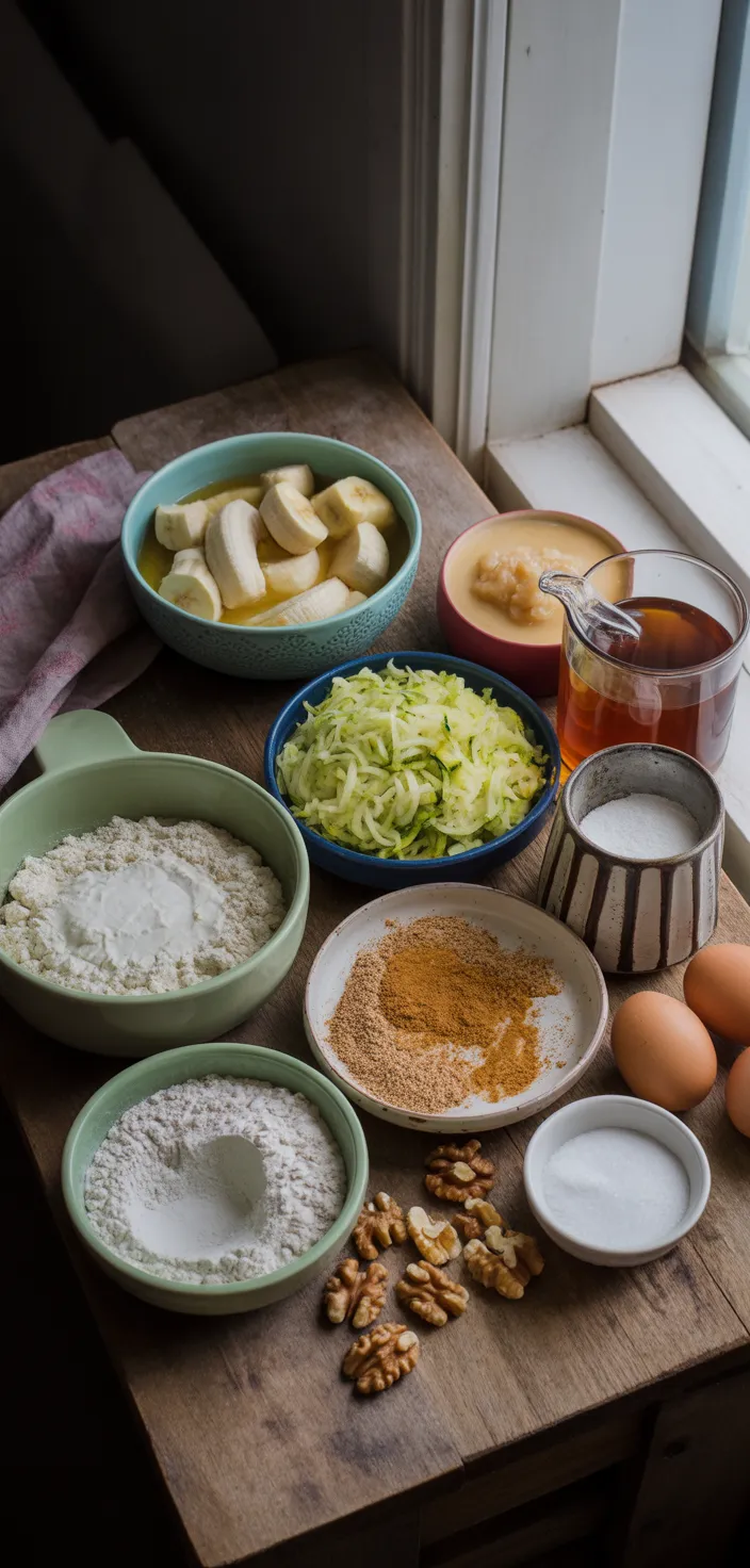 Ingredients photo for The Best Zucchini Banana Bread Recipe
