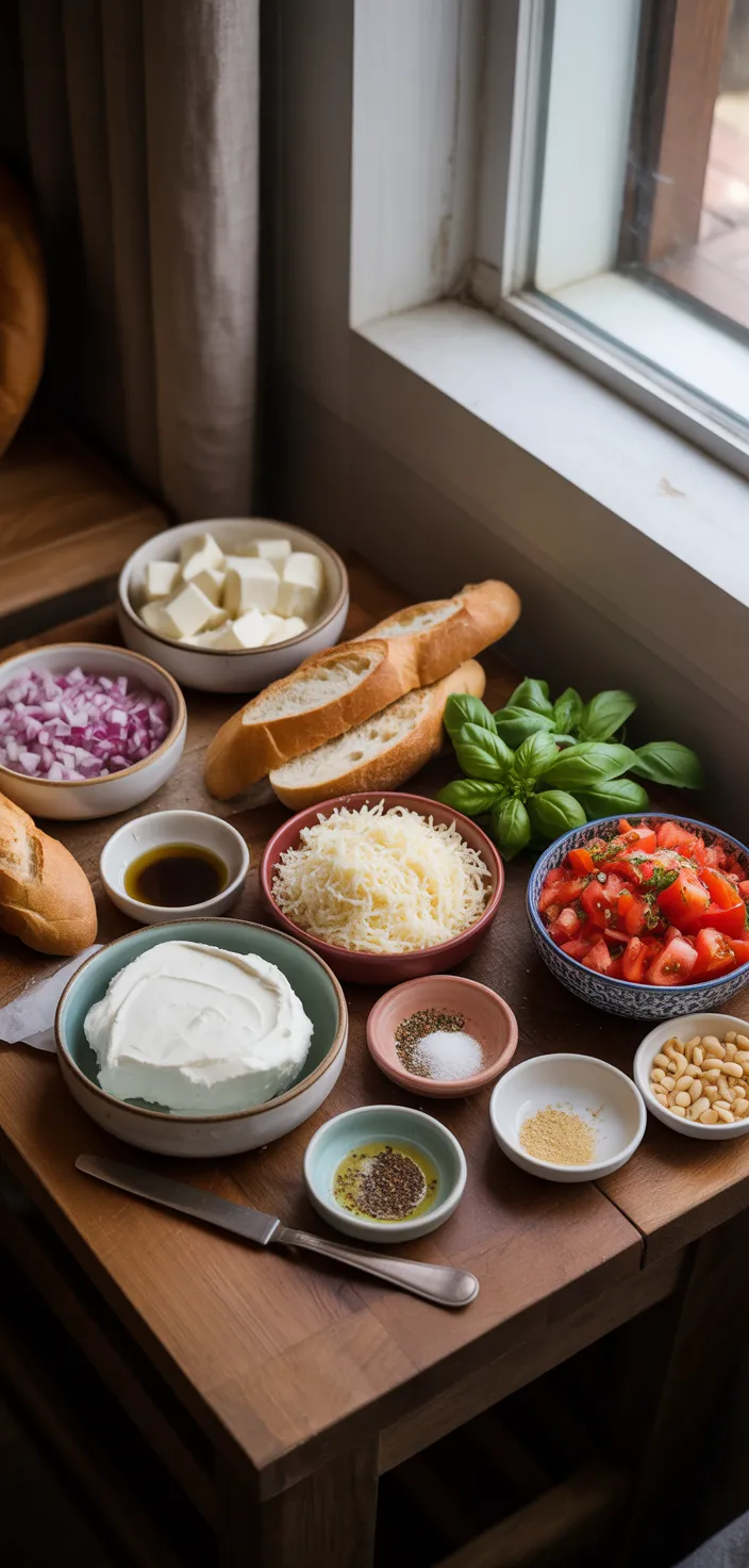 Ingredients photo for Bruschetta Cheese Ball Recipe – The Ultimate Party Appetizer You Can’t Resist!