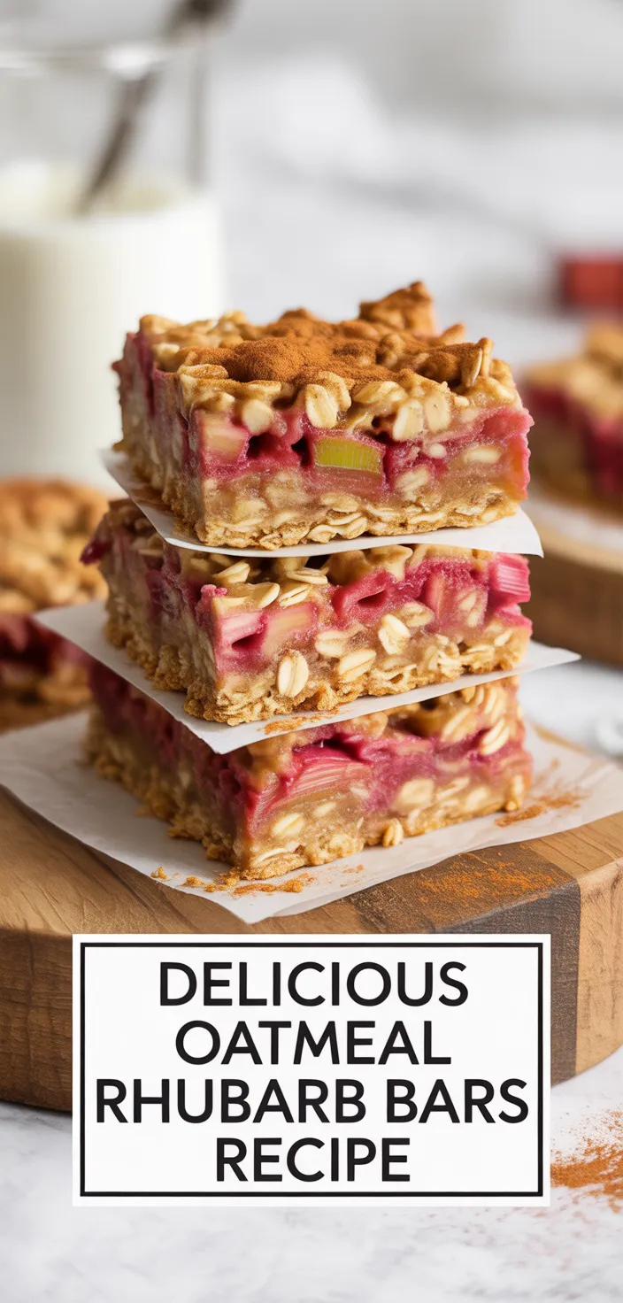 A photo of Delicious Oatmeal Rhubarb Bars Recipe
