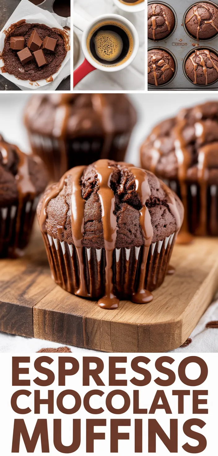 A photo of Espresso Chocolate Chunk Muffins With Espresso Cream Glaze Recipe