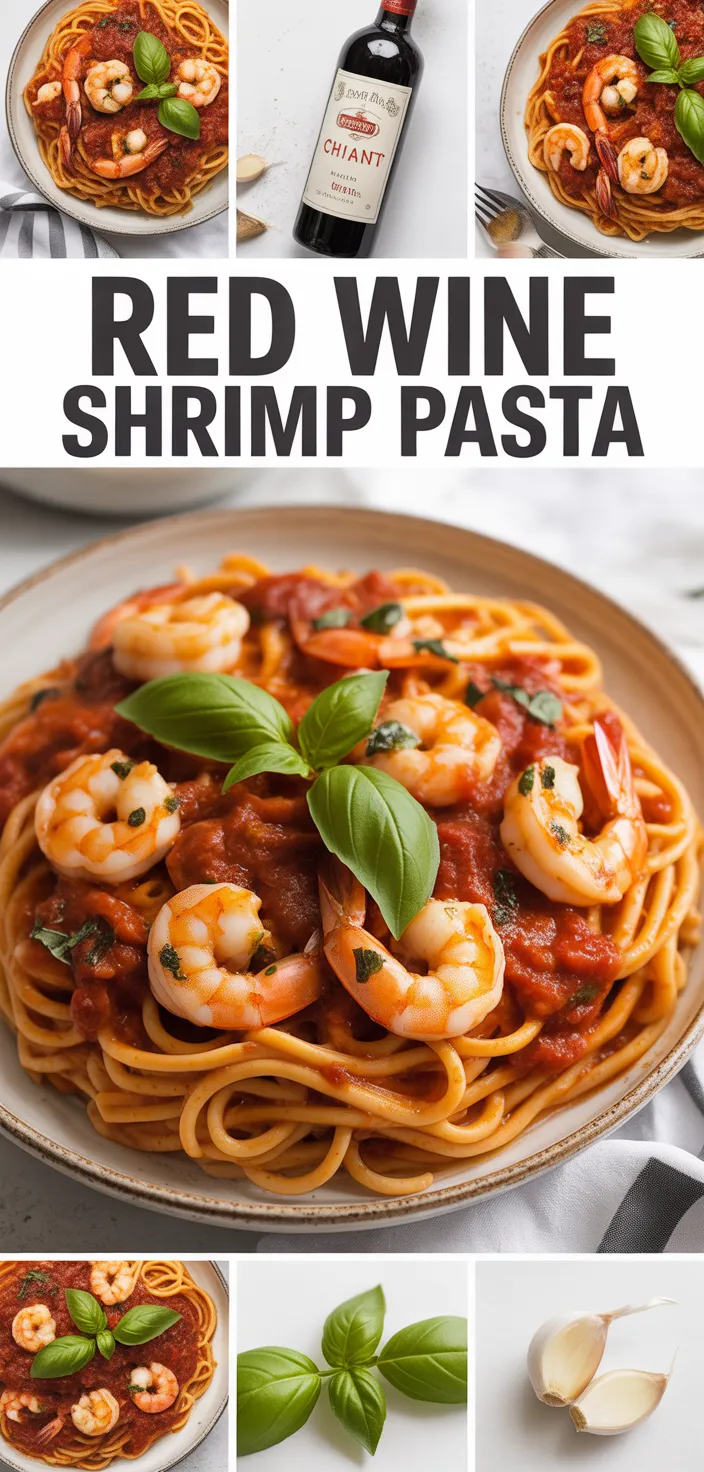 A photo of Garlic Shrimp Pasta In Red Wine Tomato Sauce Recipe
