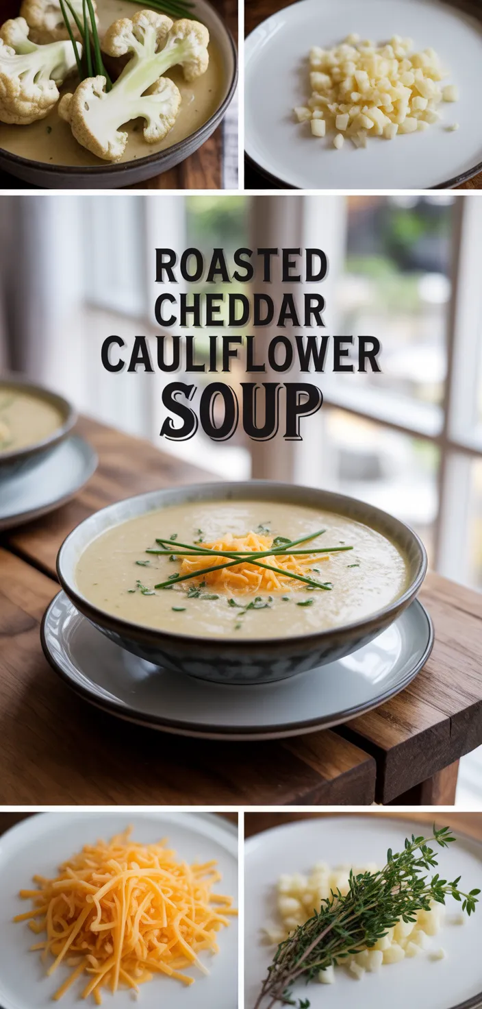 A photo of Roasted Garlic Cheddar Cauliflower Soup Recipe