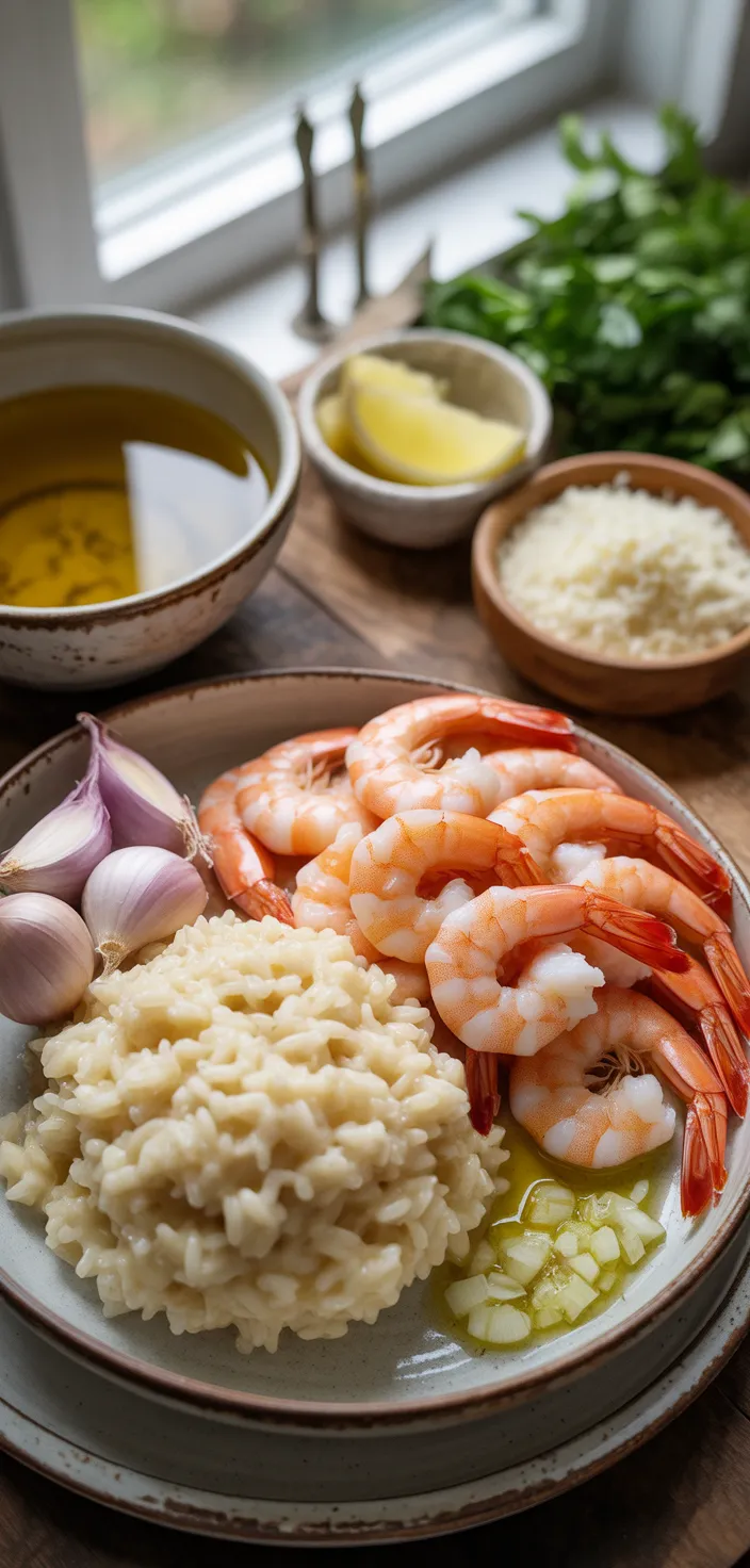 Ingredients photo for Creamy Shrimp Risotto, Easy Summer Dinner, Summer Recipes