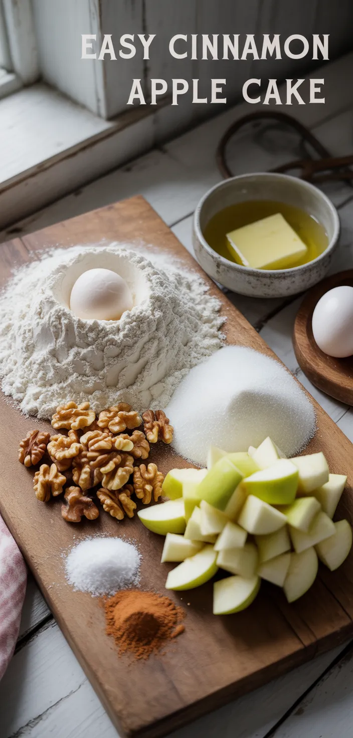 Ingredients photo for EASY CINNAMON APPLE CAKE Recipe