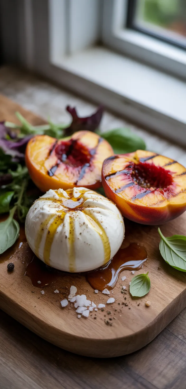 Ingredients photo for Grilled Peach And Burrata Salad Recipe