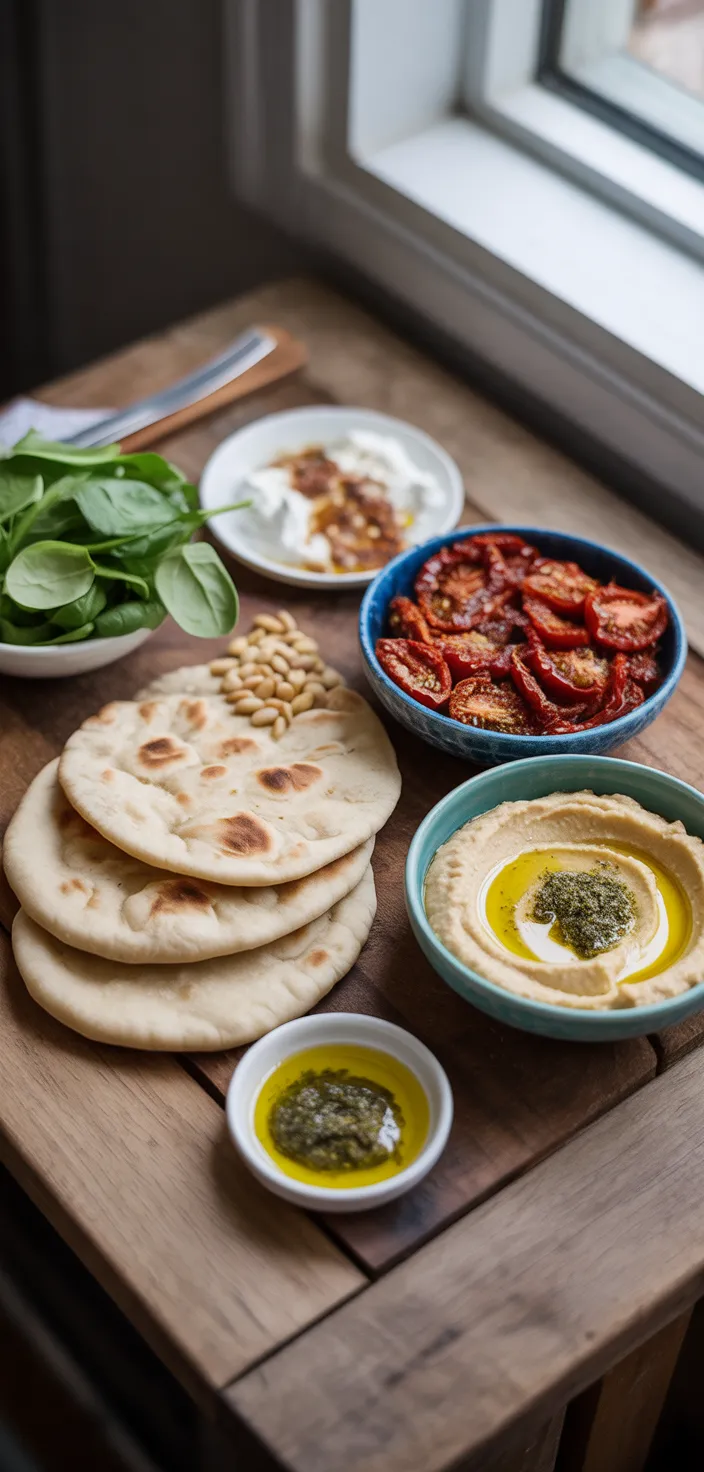 Ingredients photo for Hummus Flatbread With Sun Recipe