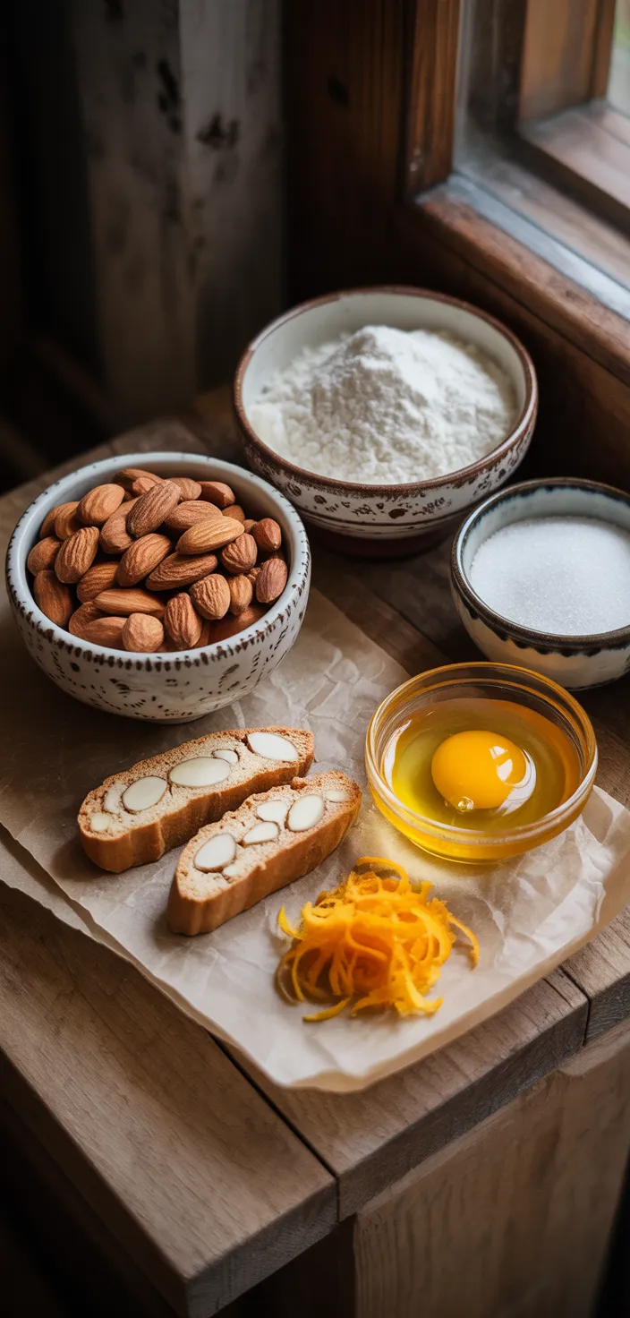 Ingredients photo for Italian Easy Almond Biscotti (Cantucci) Recipe