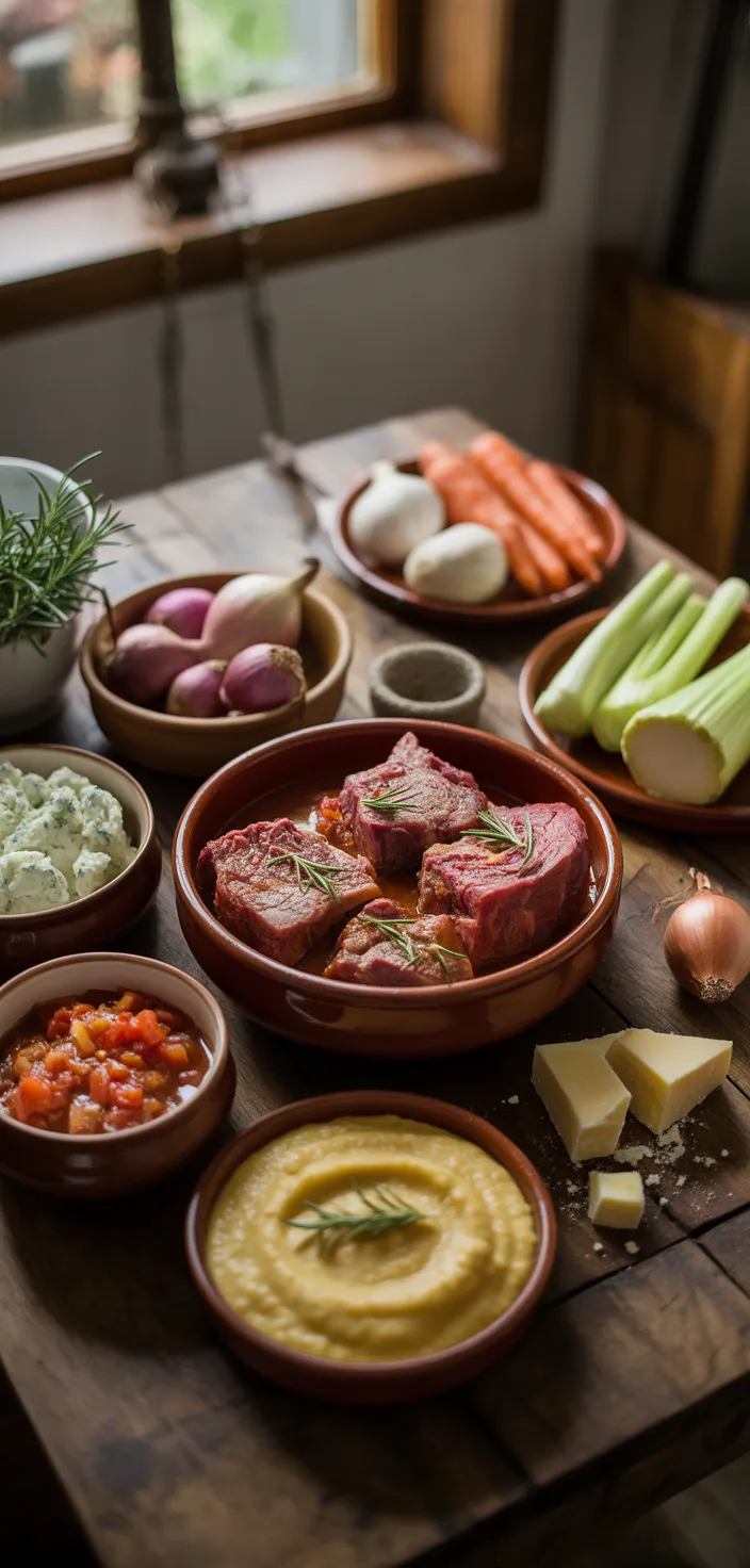Ingredients photo for Italian Pot Roast (Stracotto) With Gorgonzola Polenta – Comfort Food Classic Recipe