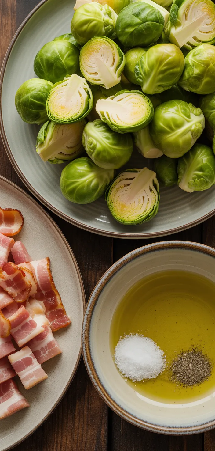Ingredients photo for Oven Roasted Brussels Sprouts With Bacon Recipe