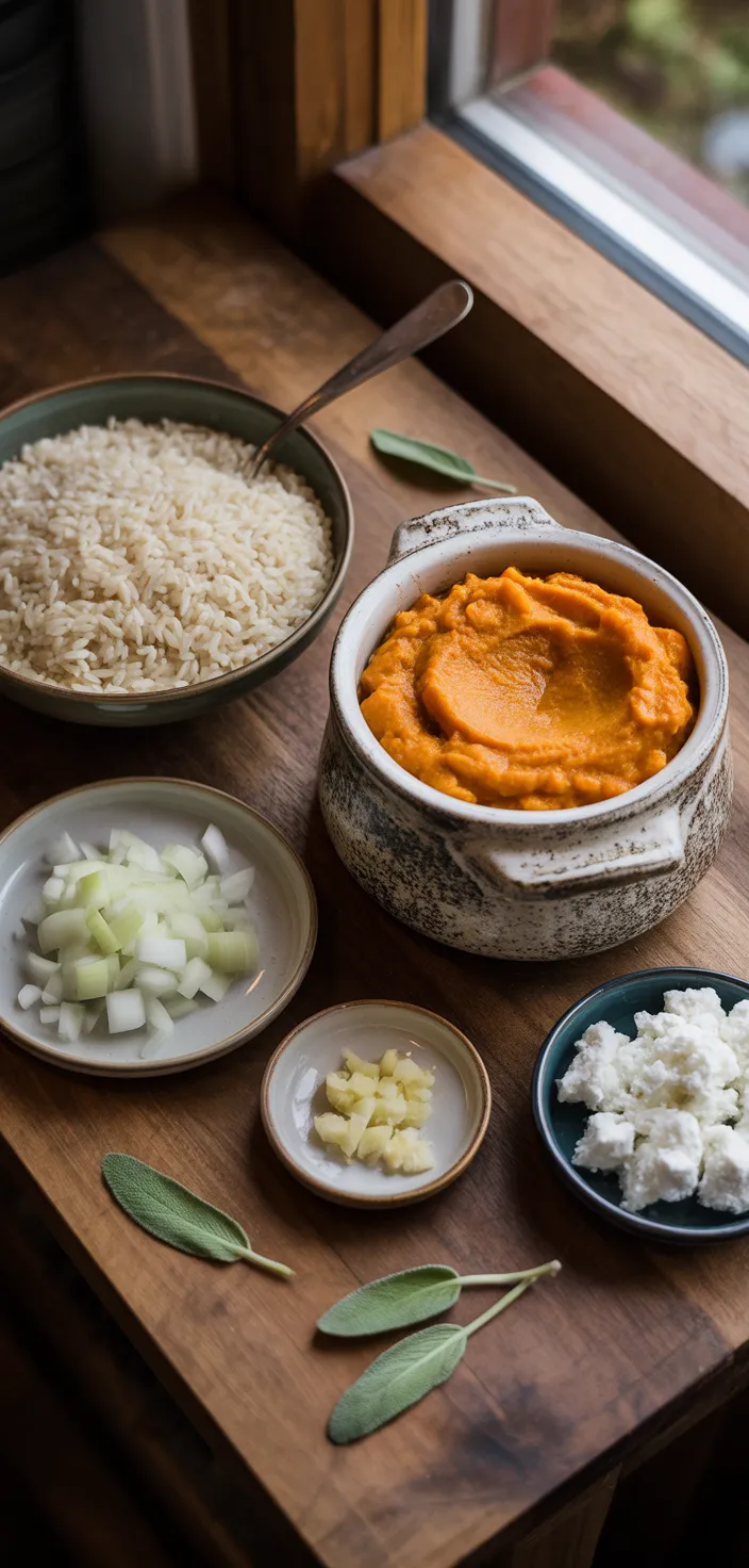 Ingredients photo for Pumpkin Risotto With Goat Cheese Recipe