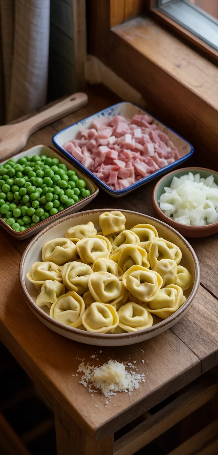 Ingredients photo for Tortellini Alla Panna Mit Erbsen Recipe