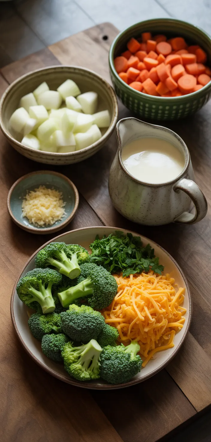 Ingredients photo for Broccoli Cheddar Soup Recipe