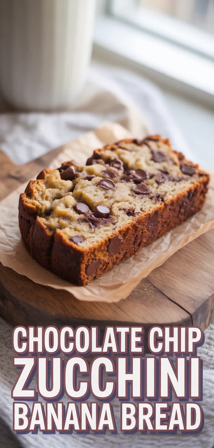 A photo of Chocolate Chip Zucchini Banana Bread Recipe