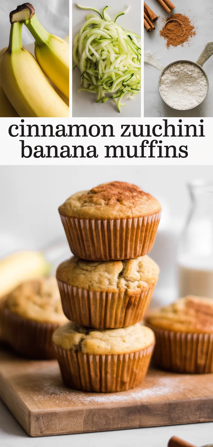 A photo of Cinnamon Zucchini Banana Muffins Recipe