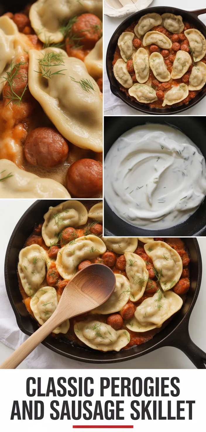 A photo of Classic Perogies And Sausage Skillet Recipe