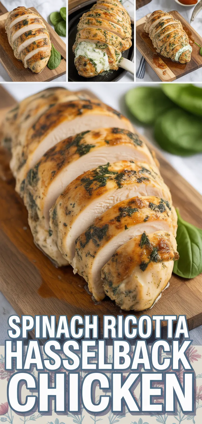 A photo of Spinach Ricotta Hasselback Chicken Recipe