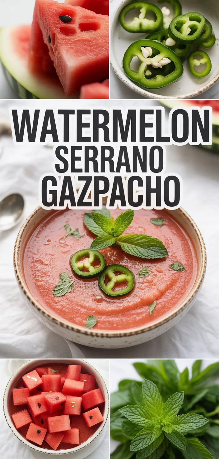 A photo of Watermelon Gazpacho With Serrano Chiles And Mint Recipe