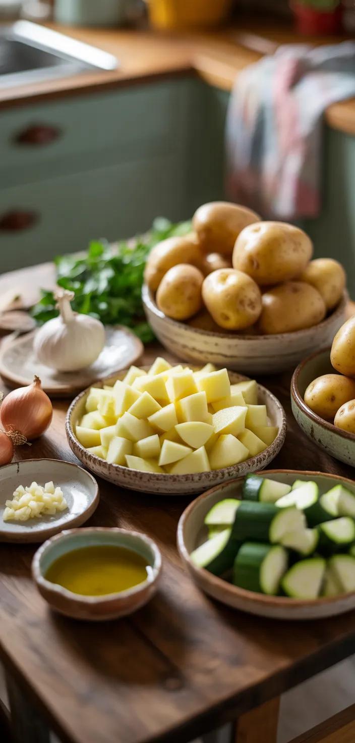 Ingredients photo for Creamy Italian Potato & Zucchini Soup Recipe