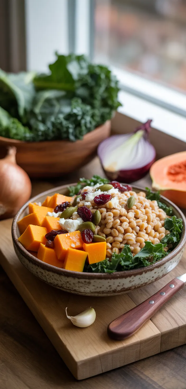 Ingredients photo for Farro Salad With Kale And Butternut Squash Recipe