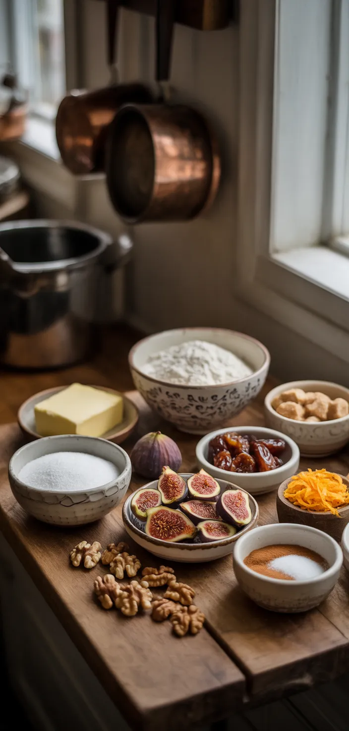 Ingredients photo for Fig & Date Nut Bread Recipe