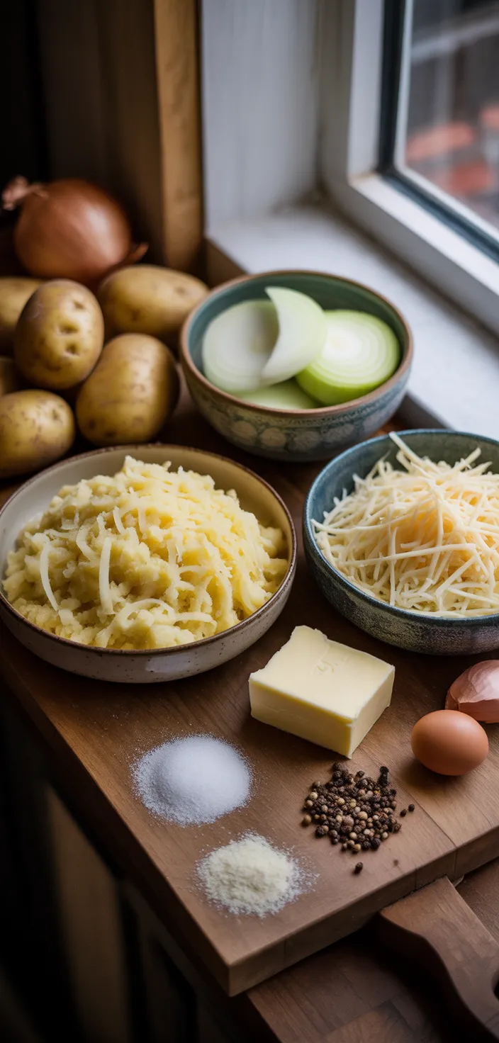 Ingredients photo for Frico (Cheesy, Potato And Onion Cake) Recipe