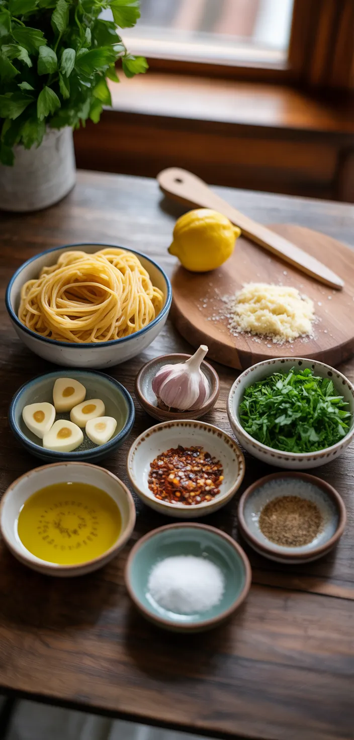 Ingredients photo for Olive Oil And Garlic Pasta (Spaghetti Aglio E Olio) Recipe